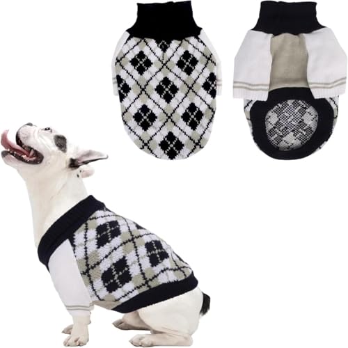 Winterwarmer Hundepullover und Katzenpullover - Weiches, warmes Rollkragen-Sweatshirt für Haustiere, Strickpullover für kleine bis mittelgroße Hunde und Katzen (Schwarz, L) von Ledander