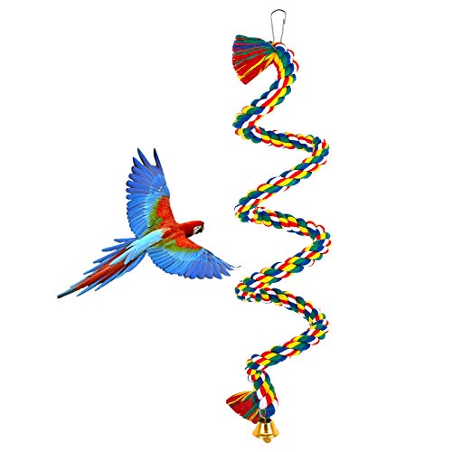 Ledoo Papagei Kletterseil Vogel Baumwolle Schaukel Papagei Spielzeug Vogel Barsch Seil Bungee Seil mit Glocke für Vögel Wellensittiche Sittiche von Ledoo