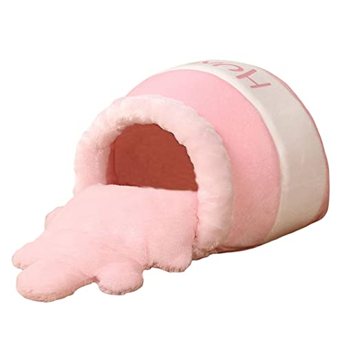 Honey Pot Haustierbett für Katzen, weiche Höhle, Schlafbett, Hundehütte mit Matte, Rosa von Leeadwaey