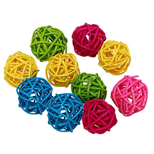 Leeadwaey 10 Stück Rattan Ball Vogel Spielzeug DIY Zubehör Spielzeug für Papageien Wellensittich Sittiche 3 cm von Leeadwaey