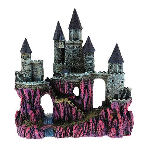 Leeadwaey Aquarium Ornament Antik Schloss Turm Aquarium Harz Dekoration Rot von Leeadwaey