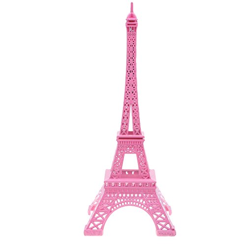 Leeadwaey Farbe Paris Eiffelturm-Statue, antike Figur, Heimdekoration, Vintage-Metall, Rosa, 25 cm von Leeadwaey