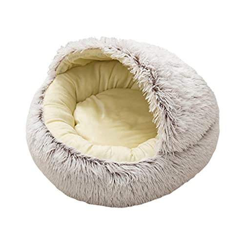 Leeadwaey Hunde- und Katzenbett, rund, Plüsch, 40 cm, Braun von Leeadwaey