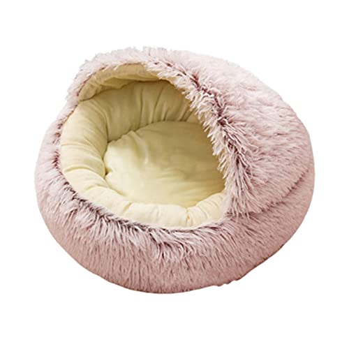 Leeadwaey Hunde- und Katzenbett, rund, Plüsch, 50 cm, Rosa von Leeadwaey