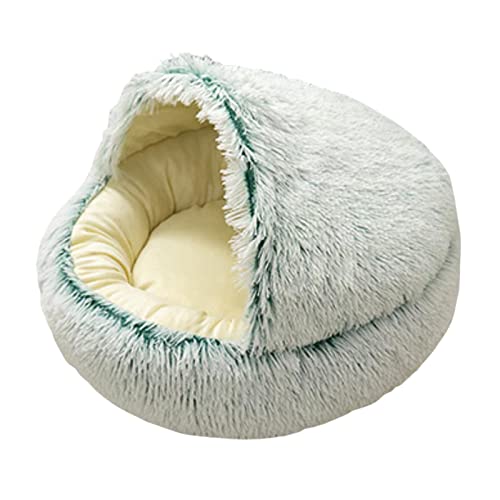 Leeadwaey Hunde- und Katzenbett, rund, Plüsch, 60 cm, Grün von Leeadwaey