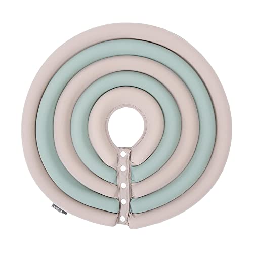 Leeadwaey Verstellbares Hundehalsband, Anti-Biss-Kegel, weicher Schutz für Haustiere, Katzen, Beige / Grün, XL von Leeadwaey