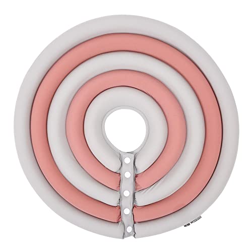 Leeadwaey Verstellbares Hundehalsband, Anti-Biss-Kegel, weicher Schutz für Haustiere, Katzen, Grau / Rosa, L von Leeadwaey