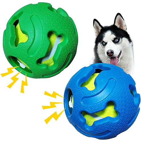 Leejec Quietschende Hundespielzeugbälle, 9,7 cm, interaktiver Gummiball, Kauspielzeug für große und mittelgroße Rassen, langlebiger Welpen-Apportier-Trainingsball, Haustier-Geburtstagsgeschenk, von Leejec