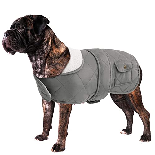 LeerKing Fleece Hundemantel warme Hundejacke Winterjacke Feuchtigkeits- und kältebeständiges Mäntelchen Klettverschluss mit Geschirrloch für kleine mittelgroße Hund Katze Grau XXL von LeerKing