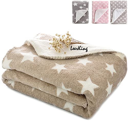 LeerKing Hundedecke flauschig Katzendecke waschbar Doppelte Fleecedecke Kuscheldecke für Sofa Hundebett und Auto Braun 100 * 150cm von LeerKing