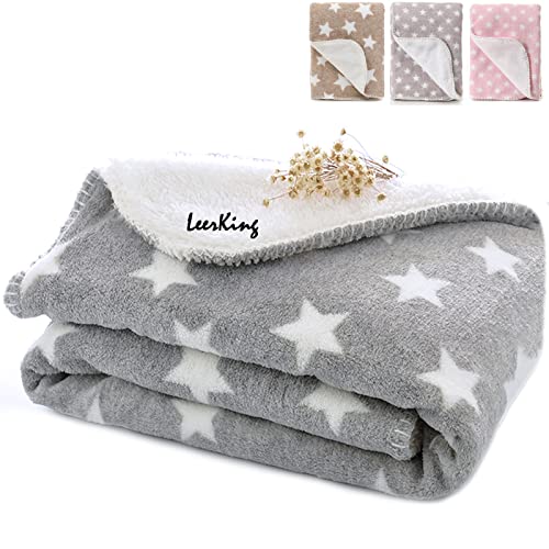 LeerKing Hundedecke flauschig Katzendecke waschbar Doppelte Fleecedecke Kuscheldecke für Sofa Hundebett und Auto Grau 75 * 100cm von LeerKing