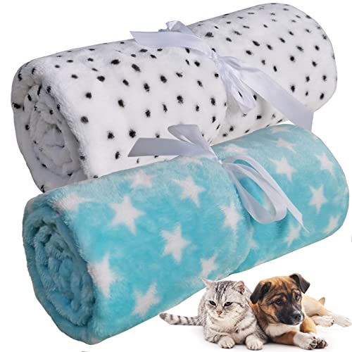 LeerKing Hundedecke flauschig Katzendecke waschbar Fleecedecke Kuscheldecke für Sofa Hundebett und Auto 2er Pack Blau Weiß 75 * 100cm von LeerKing