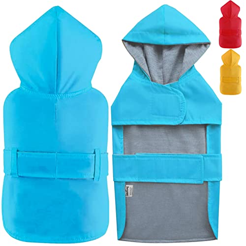 LeerKing Hunderegenmantel mit weichem Futter Regenjacke Wasserdicht Regenmantel Hund für kleine, mittlere und große Hunde Länge 11 bis 71 Blau XXL von LeerKing