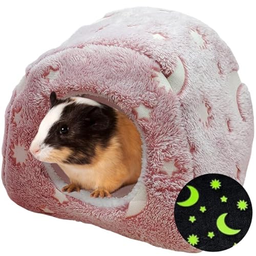 LeerKing Kleintiere Kuschelhöhle Meerschweinchen Kuschelbett Nest Plüsch Haus Hängematte für Ratte Hamster Nager Frettchen Bartagame Degu Leuchtendes Bett Rosa M von LeerKing