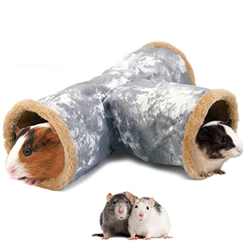 LeerKing Kaninchen Tunnel Meerschweinchen Röhren Kuscheltunnel waschbar Kuschelhöhle Spielzeug für Ratten Frettchen Katzentunnel Kleintiere Käfig zubehör Φ15cm Grau von LeerKing