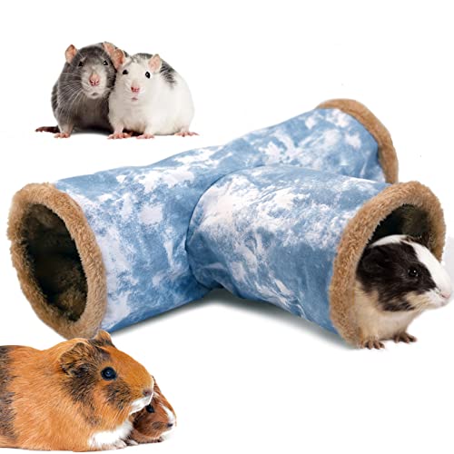 LeerKing Kaninchen Tunnel Meerschweinchen Röhren Kuscheltunnel waschbar Kuschelhöhle Spielzeug für Ratten Frettchen Katzentunnel Kleintiere Käfig zubehör Φ15cm Blau von LeerKing