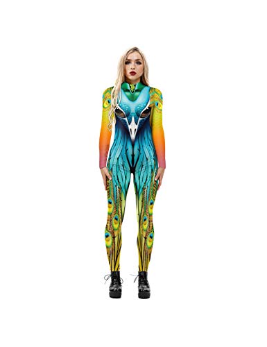 Leezeshaw Damen-Body, Pfauen-Kostüm, 3D, Boho-Stil, Lycra, Größe S-XL von Leezeshaw