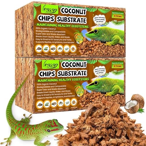 Legigo Kokosnussschalen-Substrat für Reptilien, natürliche Kokosnussschalen-Chips, Reptilien, Einstreu, komprimiertes Kokosnuss-Chip-Substrat für Schlangen, Schildkröte, Kugelpython, Gecko, von Legigo