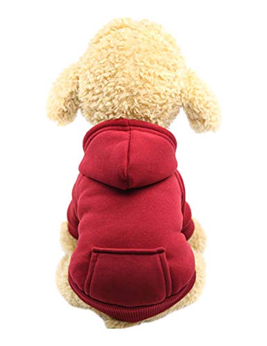 Legou Heimtierbedarf Für Hunde Herbst-Winter Ausflugskleidung mit Tasche Hundekleidung Einfarbig rot XS von Legou