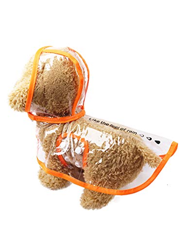 Legou Heimtierbedarf Transparenter Windbreaker Süß Einstellbar Hund Regenanzug Fleckenbeständig Orange M von Legou