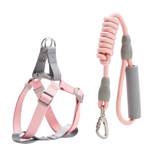 Legou Pet Supplies Hundeleine mit Brustgurt, verstellbar, Rosa, Größe S von Legou