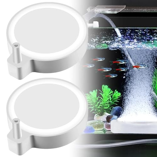 2Pcs Aquarium Luftstein, 50mm Aquarium Luftausströmer Aquarium Sprudler Aquarium Nano Luftstein,Super-High Diffusor für gelösten Sauerstoff Lässt Super Tiny Bubbles für Aquarium(Ohne Schlauch) von Leikurvo