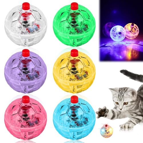 6pcs Katzenspielzeug Geisterjagd-Bewegungsbälle, Katzenball mit LED Licht, blinkende Katzenkugel Bewegung Bälle Haustierspielzeug Interaktives Kätzchenballspielzeug Paranormale Ausrüstung(6 Farben) von Leikurvo