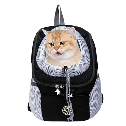 Hundetrage Rucksack, Pet Hunderucksack Katzerucksack Haustier Rucksack Tragbare Hundetragetasche Reisen Rucksack mit atmungsaktivem Kopf Entworfen, Geeignet für Reisen, Outdoor, Wandern(Schwarz, S) von Leikurvo