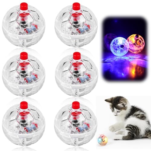Leikurvo 6 PCS Katzenspielzeug Geisterjagd-Bewegungsbälle: Katzenball mit LED Licht, blinkende Katzenkugel Bewegung Bälle Haustierspielzeug Interaktives Kätzchenballspielzeug Paranormale Ausrüstung von Leikurvo
