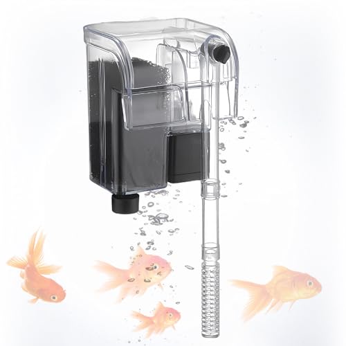 Leikurvo Aquarium Filter: leiser Aquarium Außenfilter Clip-on- Filter Sauerstoffpumpe reinigen Wandmontierter Aquariumfilter für bis zu 30L Aquarien, Einstellbarer Durchfluss, 3W von Leikurvo