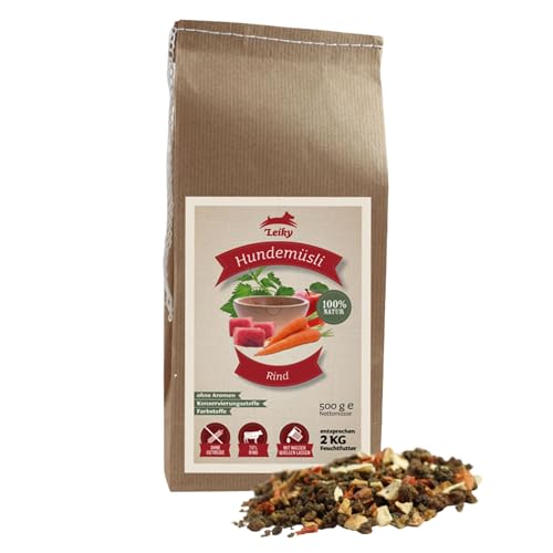 Leiky Hundemüsli Rind 500 g – Trockenbarf mit Gemüse & Kräutern, getreidefrei, Natur Leiky Hundemüsli Rind 500 g – Trockenbarf mit Gemüse & Kräutern, getreidefrei, Natur von Leiky
