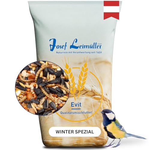 Leimüller Vogelfutter Wildvögel 5Kg (Winter Spezial) - Premium Wildvogelfutter mit schwarzen Sonnenblumenkernen & Mehlwürmern - Hoher Energiegehalt - Streufutter Wildvögel von Leimüller