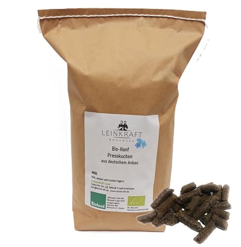 Bio Hanfkuchen 2kg Pferde Leckerli Hanf Pellets Sticks für Nager frisch gepresst - Aus 100% Deutscher Bio-Hanfsaat von Leinkraft Bodensee