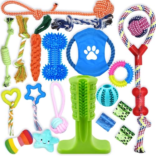 Leipple 20 Pack Luxus Hund Kauspielzeug für Welpen, niedliche kleine Hundespielzeug mit Seilen Welpen Kauspielzeug, interaktive Hundespielzeug und Quietschen Welpenspielzeug für kleine Hunde (style2) von Leipple