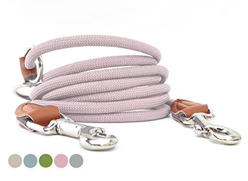 Leisegrün Hundeleine kleine Hunde leicht | Führleine 3m verstellbar mit 2 Karabiner | 3 Meter lang x 0,8 cm | Nur 200 g | Modell Devon | Rose von Leisegrün