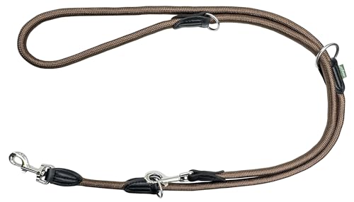 Leisegrün Hundeleine Derby | 2m Länge, Robustes Nylon, Flexibel Verstellbar für mittelgroße bis große Hunde | Elegantes Braun von Leisegrün