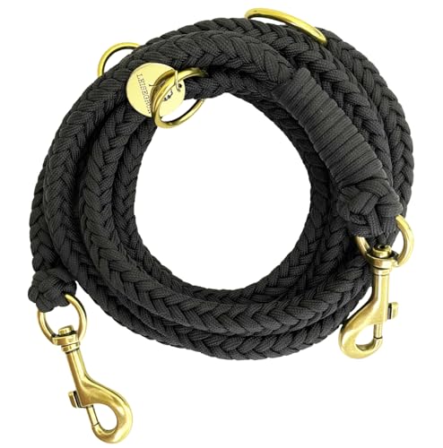 hundeleine geflochten,Paracord hundeleine (Midnight Plain, 2 m/Medium (ab 10 kg)) von Leisegrün