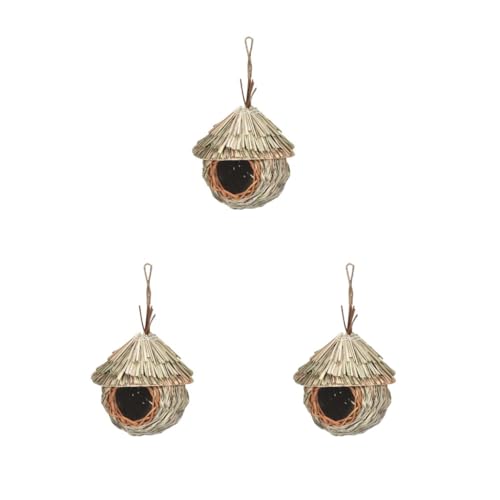 3 Set Natürliches Vogelhaus Rast Hütte Hängende Vögel Käfig Nest für Eulen Lovebirds 19cm von Leisurealeaneag