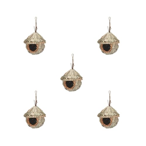 5 Set Natur Vogelhaus Roosting Hütte Hängende Vögel Käfig Nest für Eulen Lovebirds, 19 cm von Leisurealeaneag