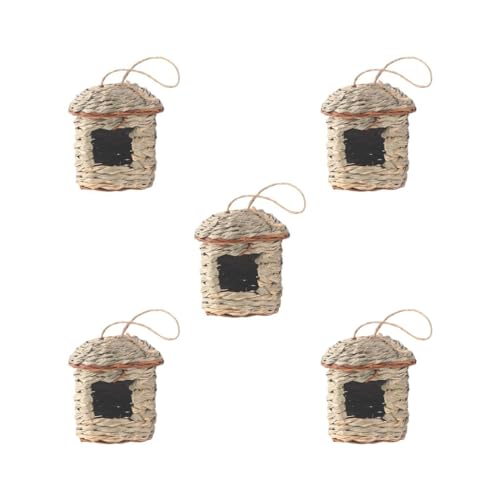 Strohnest, handgewebt, Naturgras, zum Aufhängen, für Terrasse, Outdoor, 14 x 10 cm, Größe M, 5 Stück von Leisurealeaneag