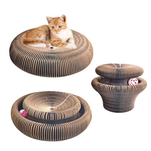 Leisuremix Magic Organ Cat Scratching Board 36cm lang, Katzenspielzeug Selbstbeschäftigung aus Pappe mit Glockenball für Katzen, Katzenzubehör Indoor von Leisuremix