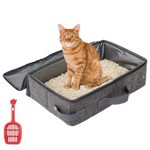 Cat Litter Box, 14x18x4 Waterproof Oxford Cloth Travel Cat Litter Box with Zipped Lid, Foldable Portable Leak-Proof Litter Box for Cat Home or Outdoor Use Travel Litter Box for Cats von LejeMaek