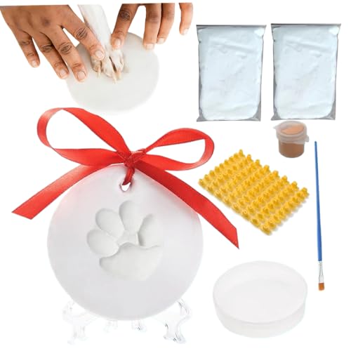 Hundepfotenabdruck Kit, Baby Haustierpfoten -Druck Oramentkit, DIY Hanging Clay Pawprint Haustierpfoten -Print -Impression Kit für Baby Handhunde & Katzen Familie Andenken Hundepfoten Paw Print Kit von LejeMaek