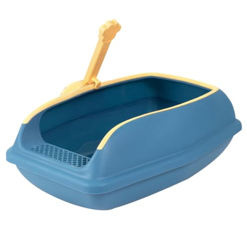 Kätzchen Katzentoilette 9.1x15x5.9 In Sicherheit Offener oberer Kleiner Katzentoilette Hochseiten Seitleuterschachtel mit Scoop Cat Müllbox für Heimreise Blau Haustier täglich Vorräte von LejeMaek