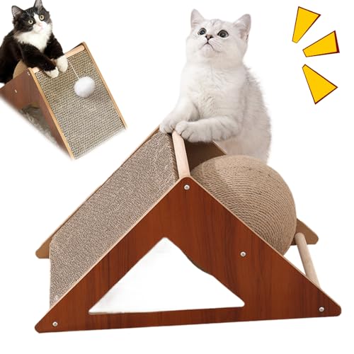 Katzenkratzerbrett mit Sisal rotierender Kugeldreieck robuster Holzkatze Kratzpad Katzenkratzerbrett mit Sisal rotierender Kugeldreieck robuster Holzkatze Kratzpad von LejeMaek
