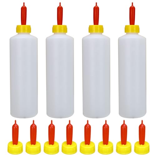 LejeMaek 4pcs Ziegenflaschen mit 12 pcs Ziegennippeln, 14oz/400 ml Plastiklammflasche, Wiederverwendbare Babyziegenlieferungen zum Füttern von Schafepelpe -Ziegenflaschen zum Füttern von Babyziegen von LejeMaek