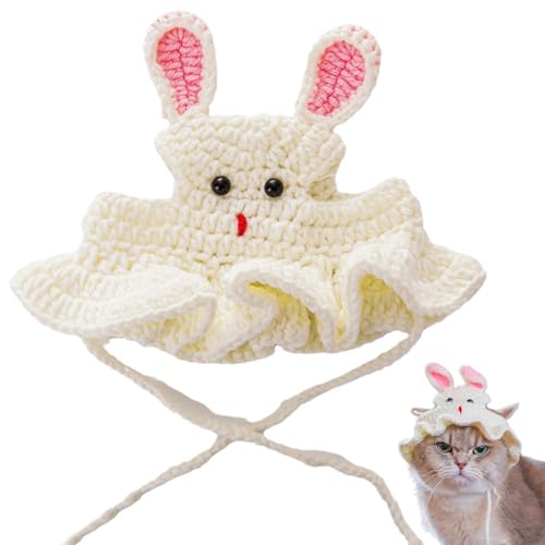 LejeMaek Cat Hat, Knit Cute Cat Outfit Knitted Bunny Design Cat Hats Soft Warm Party Costume Headwear Accessories for Cat Kitten Small Dogs Small Animals Cat Hats von LejeMaek