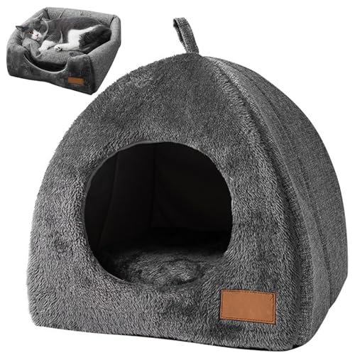 LejeMaek Cat Igloo14x14x15 Zoll halbgeklagte Kataberbett mit abnehmbarem Waschkissen Nicht rutsches Katzenhaus weiche und warmes Kätzchenzelt für Innenkatzen unter 5 kg von LejeMaek