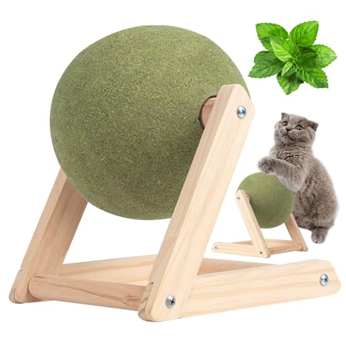 LejeMaek Cat Scratcher Toy Interactive Cat Scratching Posts Safe Catnip Cat Scratching Ball with Wooden Stand Cat Scratcher Ball Toys for Indoor Cats L Cat Scratching Ball von LejeMaek