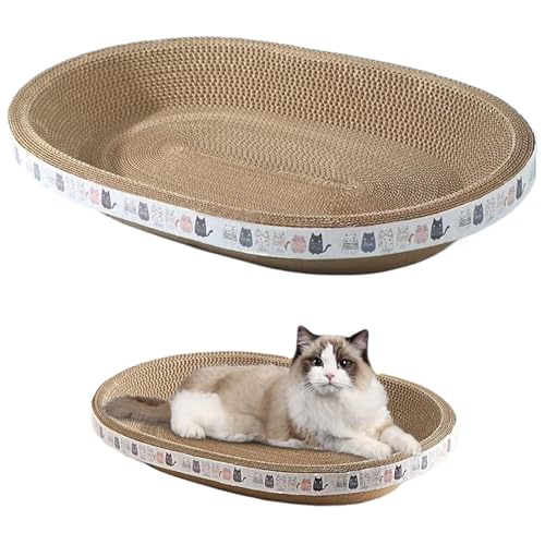 LejeMaek Cat Scratching Board, Round Cardboard Cat Scratcher, Wear Resistant Corrugated Paper Cat Scratcher, 16.9x10.2x3.5 Small Cat Couch Protector, Cat Scratchers for Indoor Cats Cardboard Cat Sc von LejeMaek